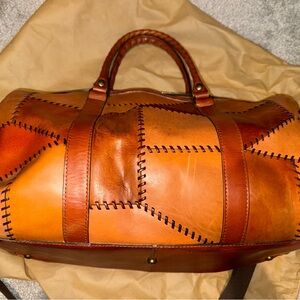 Patricia Nash Patchwork Leather Duffel Bag - Brown